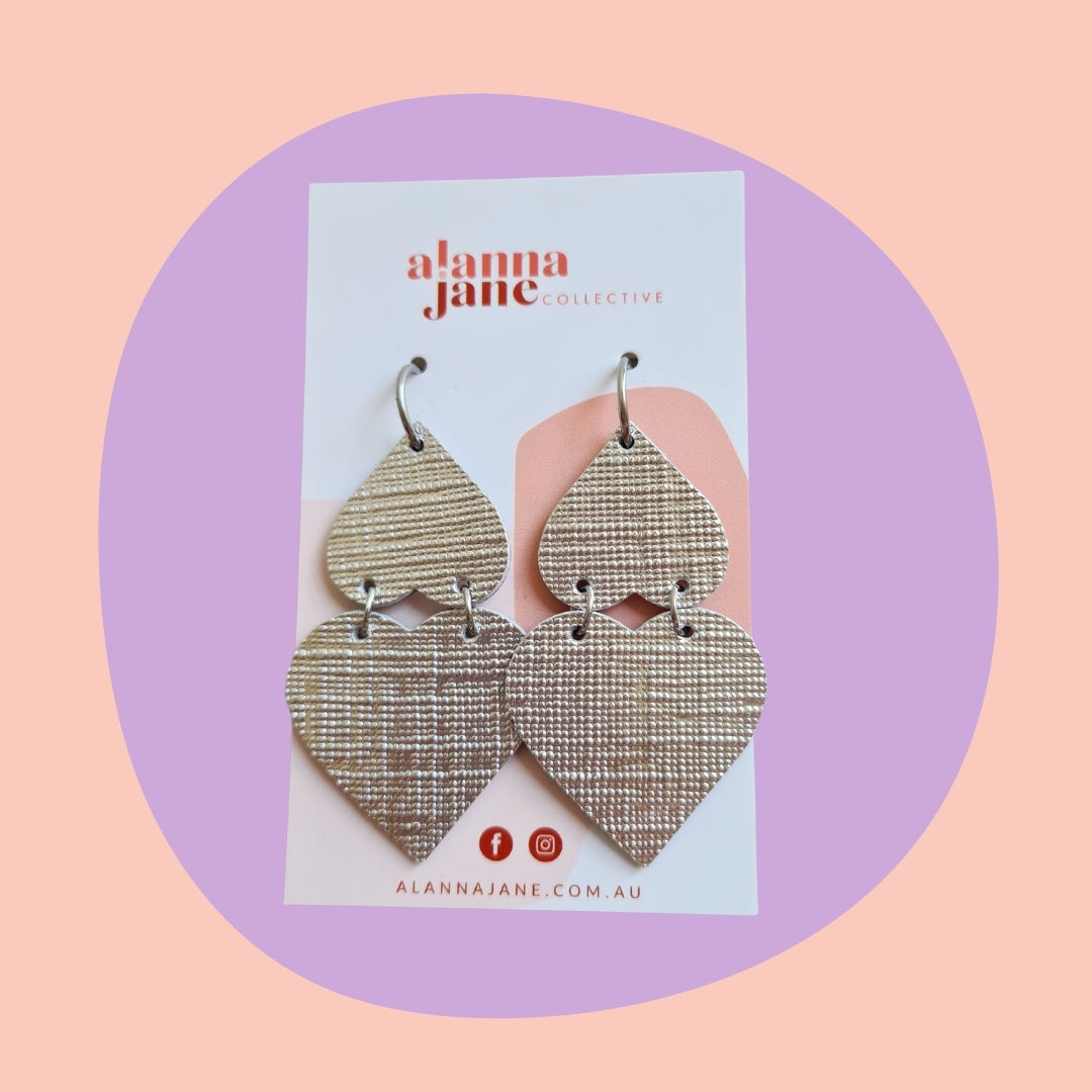 Double Heart Earrings in Silver