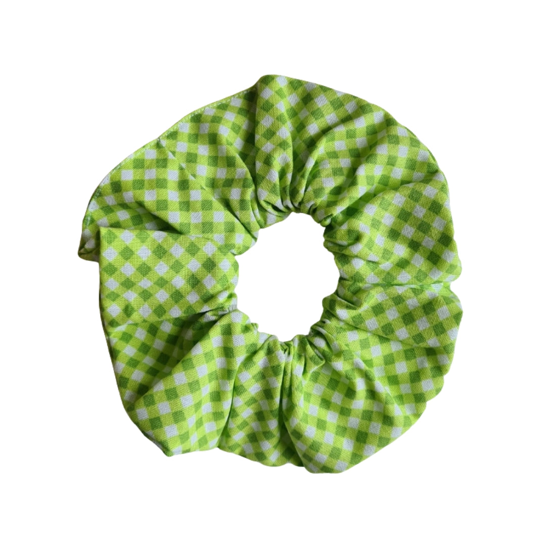 Mini Check Scrunchie in Green
