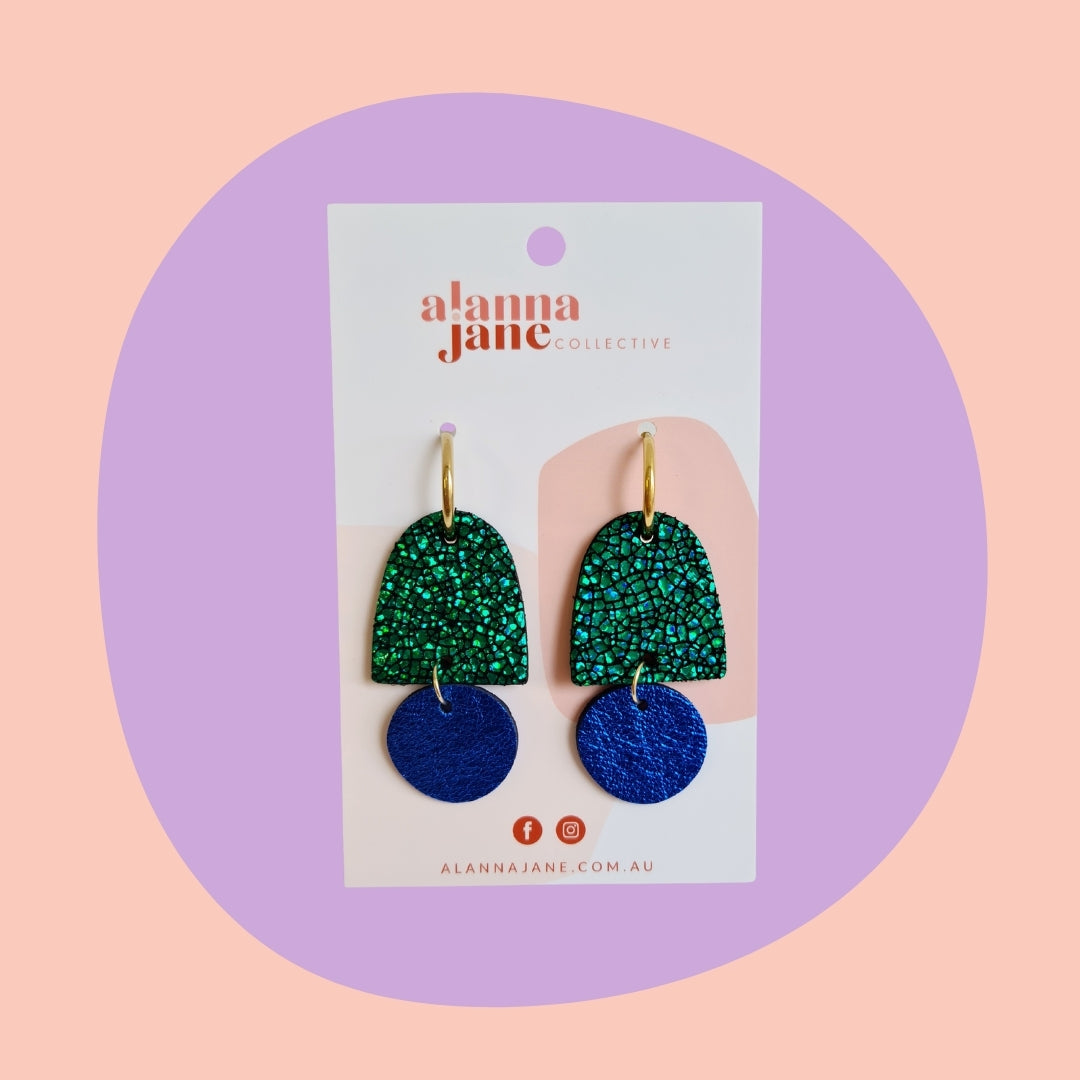 Green and Blue Abstract Drop Earrings