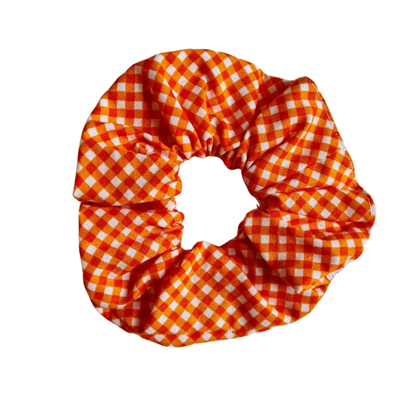 Mini Check Scrunchie in Orange