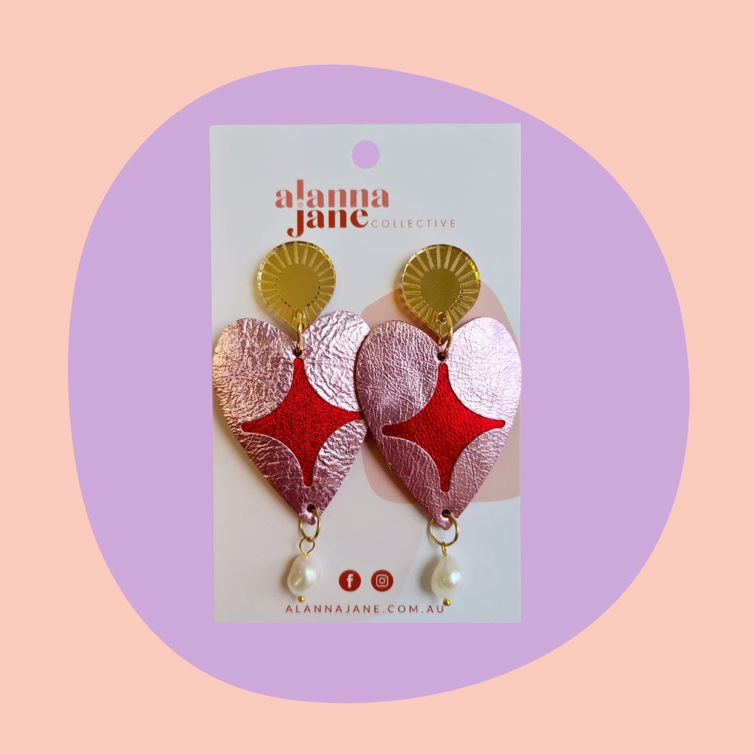 Pink Queen of Hearts Earrings