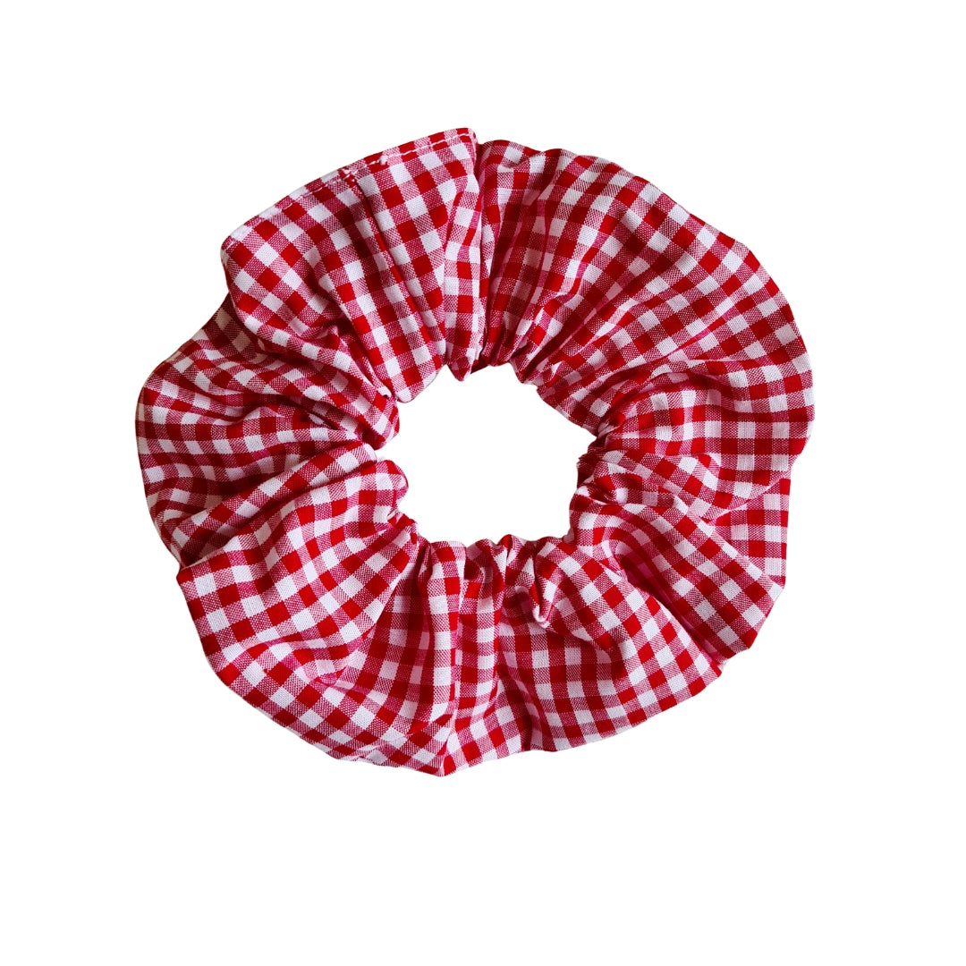 Mini Check Scrunchie in Red