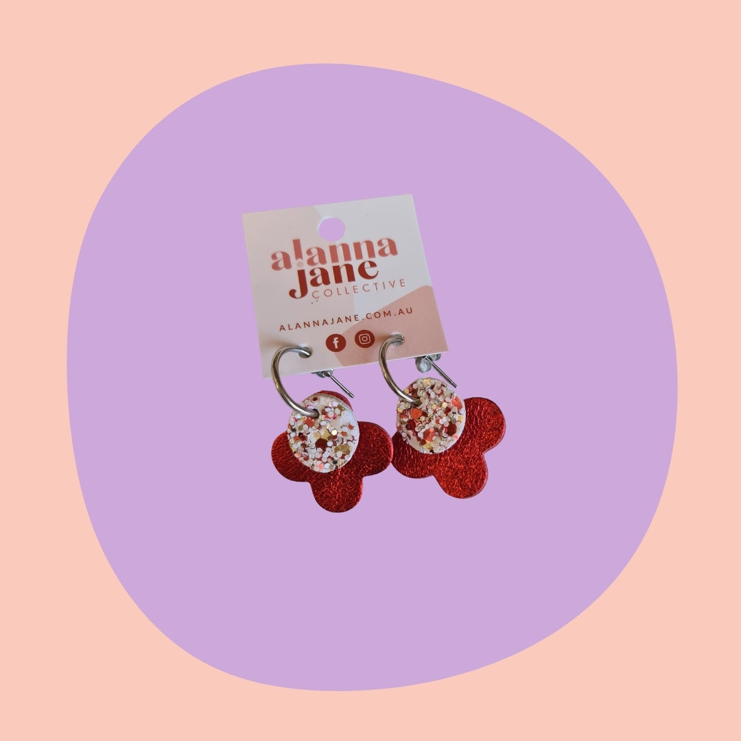 Red Glitter Mini Hoop Earrings