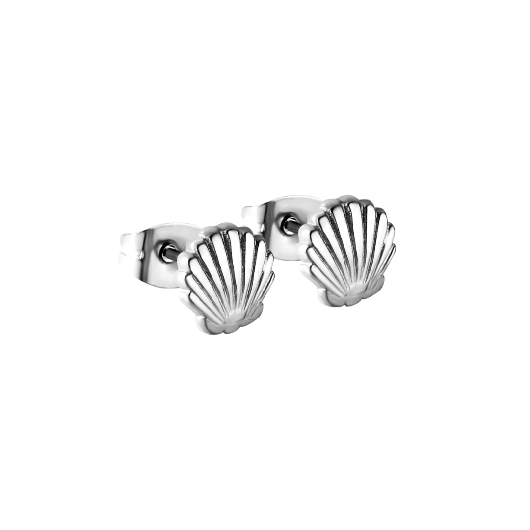 Silver Shell Stud Earrings