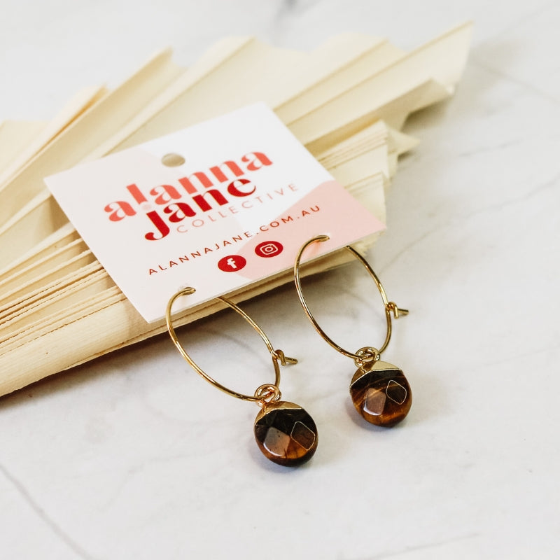 Tigers Eye Hoop Earrings