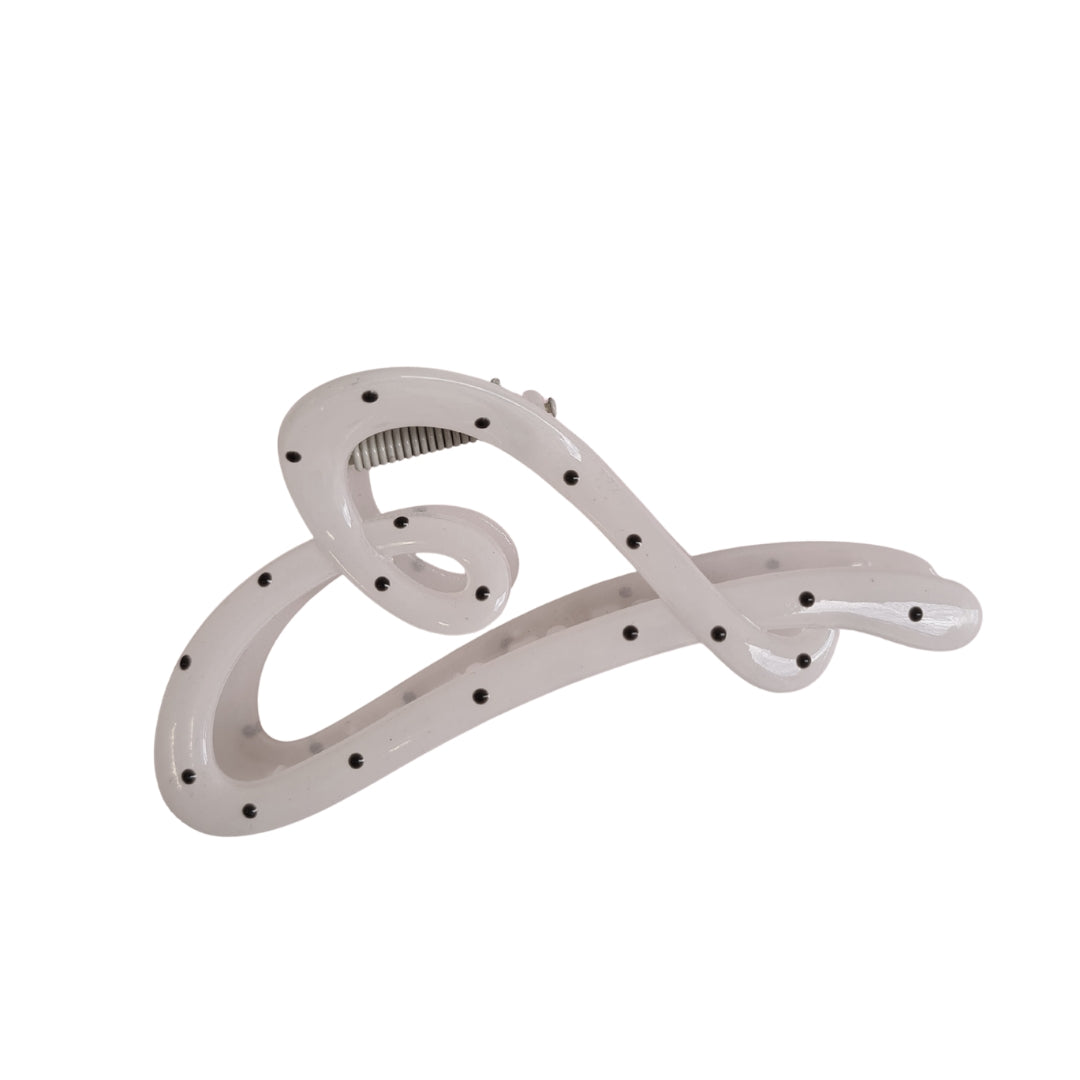 White Spotted Heart Hair Claw