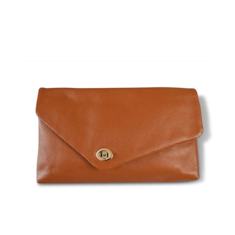 Centennial Park Leather Clutch in Tan