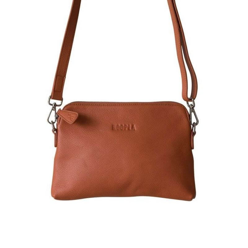 Leather Crossbody Slouch Bag in Ochre