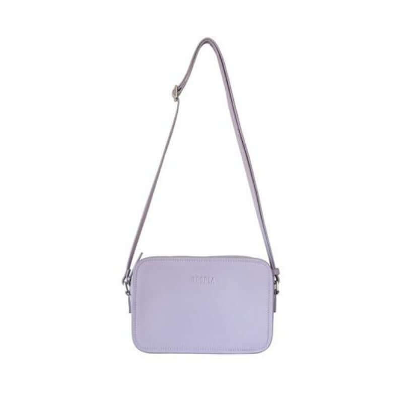 Leather Crossbody Box Bag in Lavender