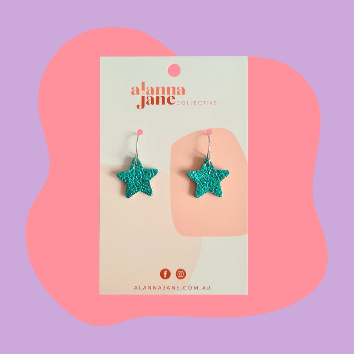 Aqua Star Mini Hoop Earrings