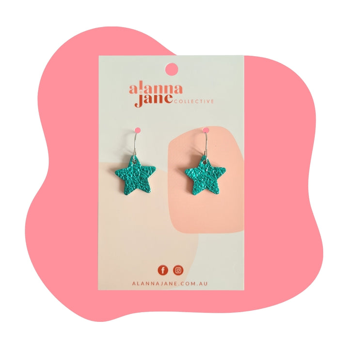 Aqua Star Mini Hoop Earrings