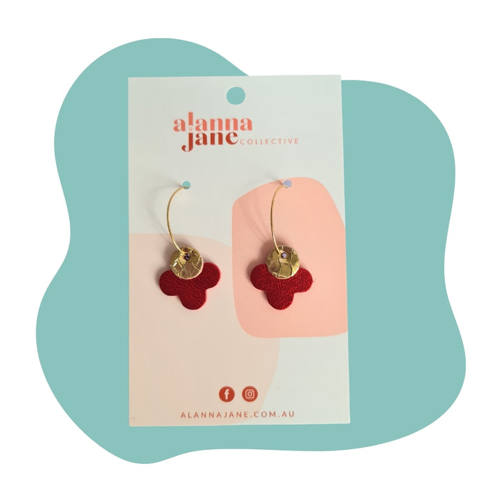 Ava Mini Hoop Earrings in Red and Gold