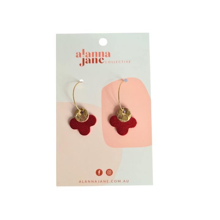 Ava Mini Hoop Earrings in Red and Gold