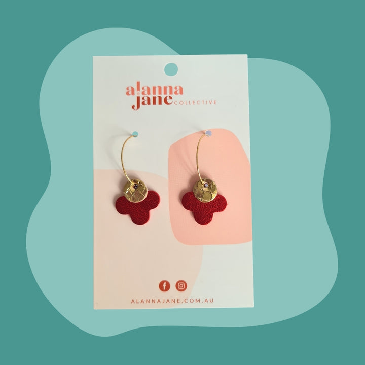 Ava Mini Hoop Earrings in Red and Gold