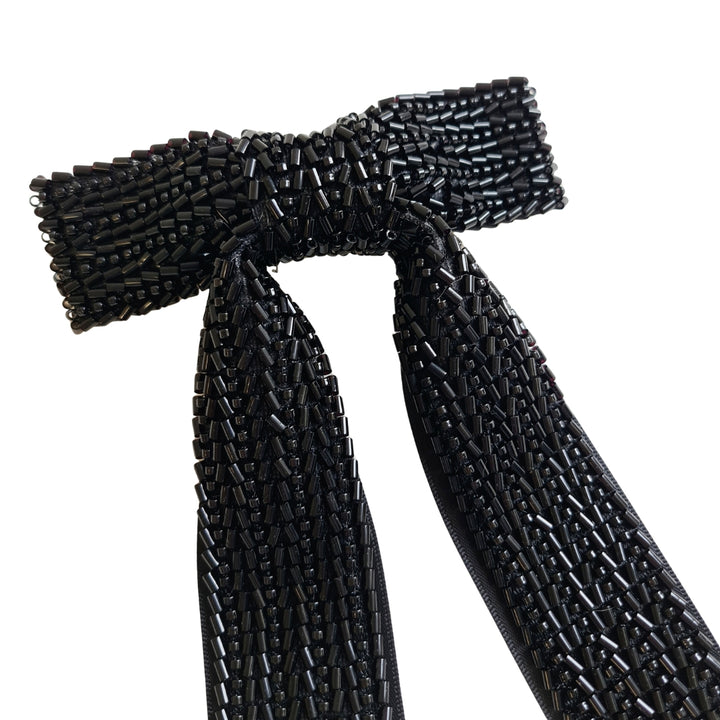 Black Beaded Bow Clip