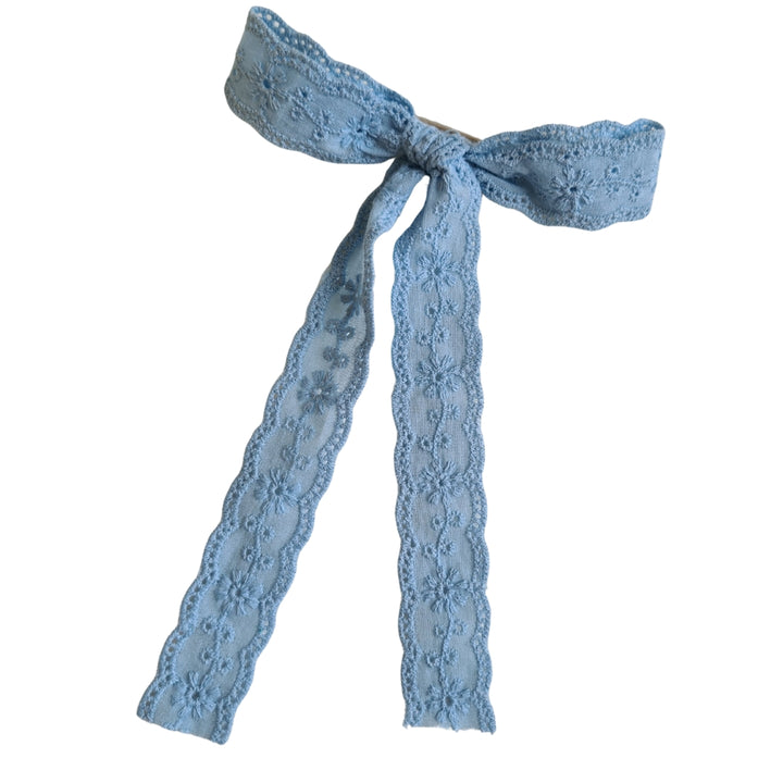 Blue Lace Bow Hair Clip
