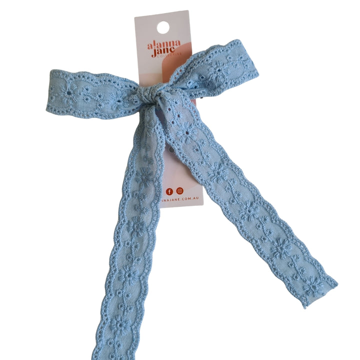 Blue Lace Bow Hair Clip