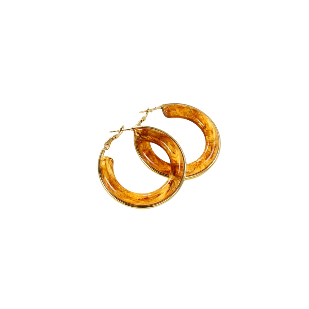 Brown Resin Hoop Earrings