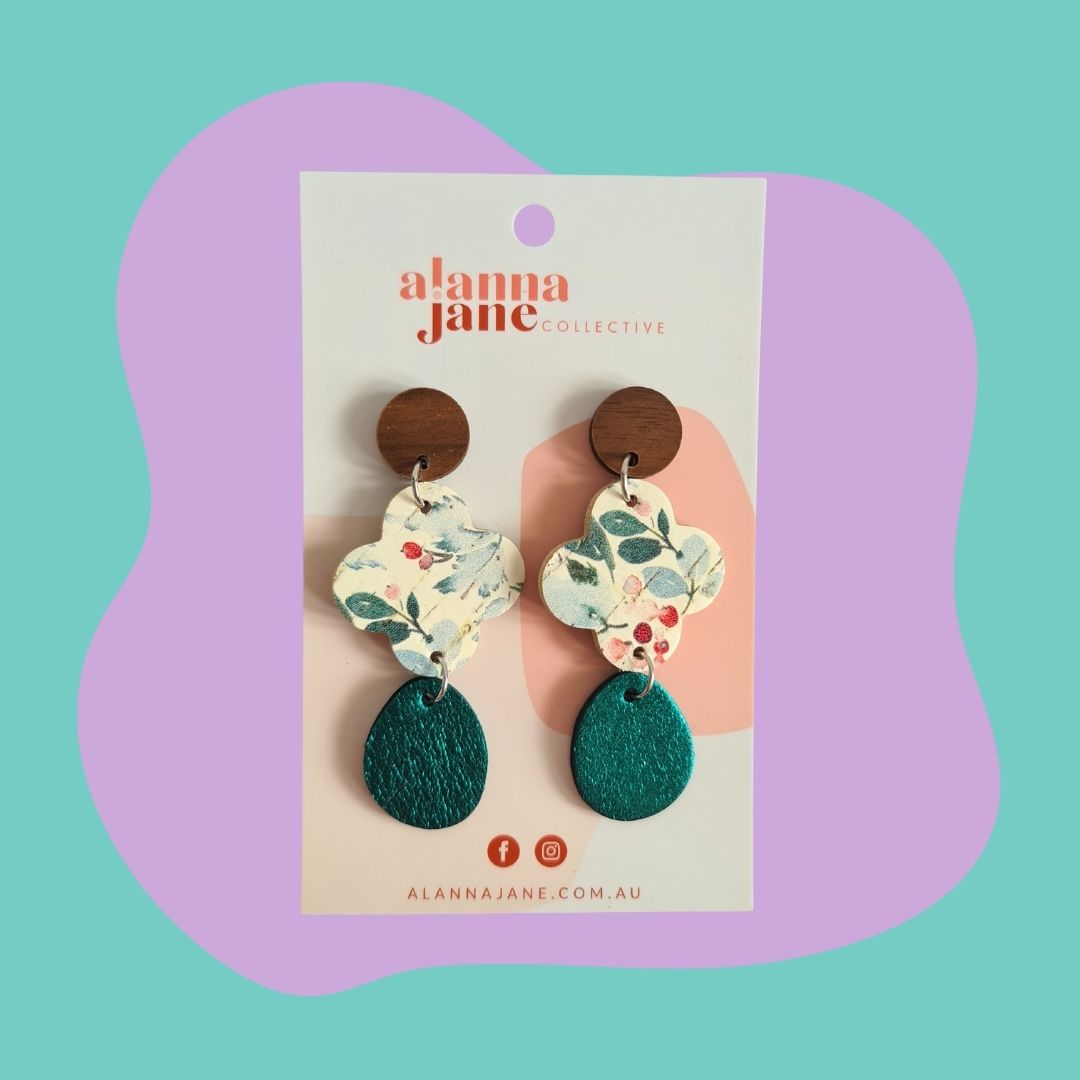 Christmas Holly Dangle Earrings