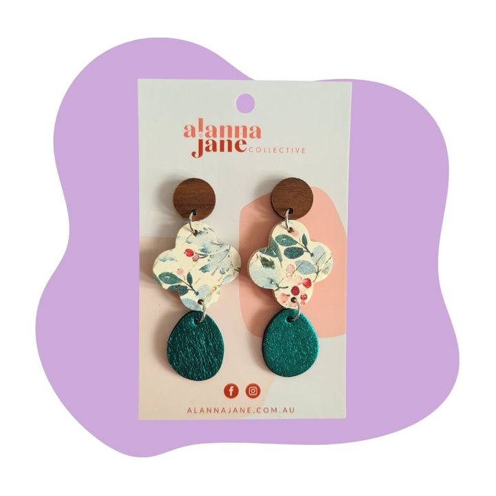 Christmas Holly Dangle Earrings