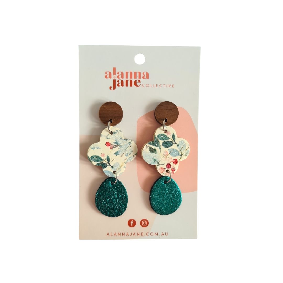 Christmas Holly Dangle Earrings