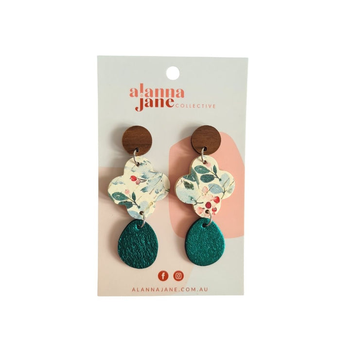 Christmas Holly Dangle Earrings