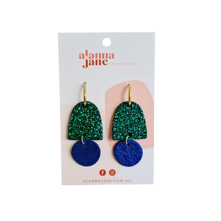 Green and Blue Abstract Drop Earrings