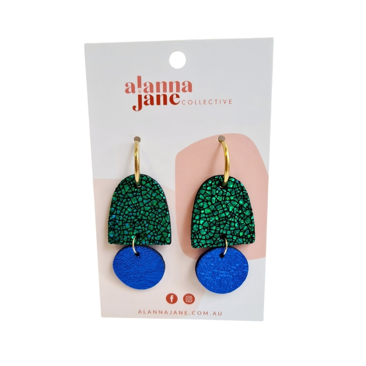 Green and Blue Abstract Drop Earrings