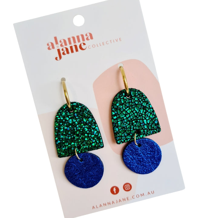 Green and Blue Abstract Drop Earrings