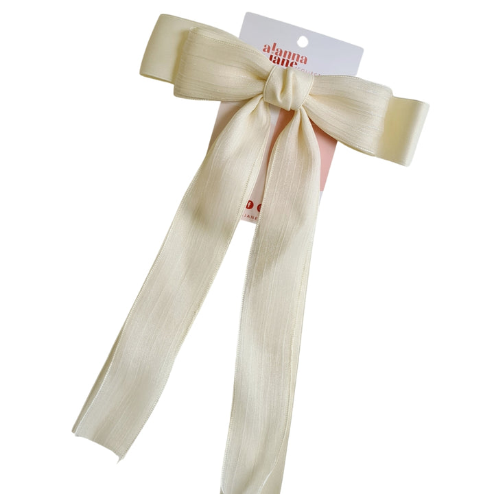 Cream Layered Bow Clip