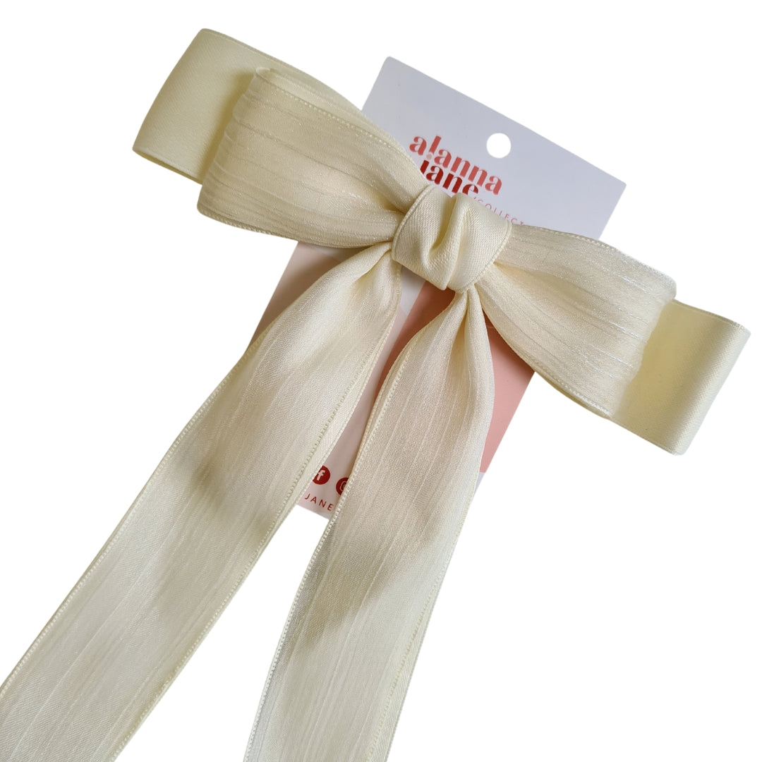 Cream Layered Bow Clip