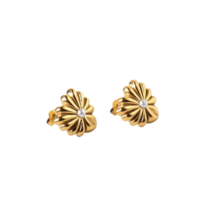 Heart Stud Earrings with Pearl Centres