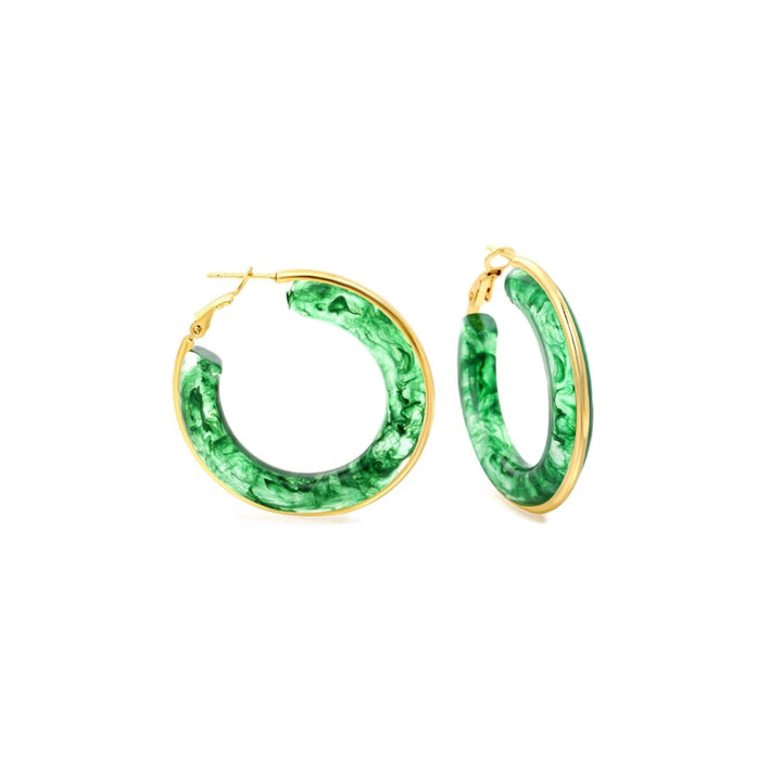 Green Resin Hoop Earrings