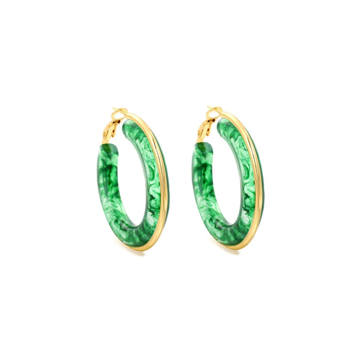 Green Resin Hoop Earrings