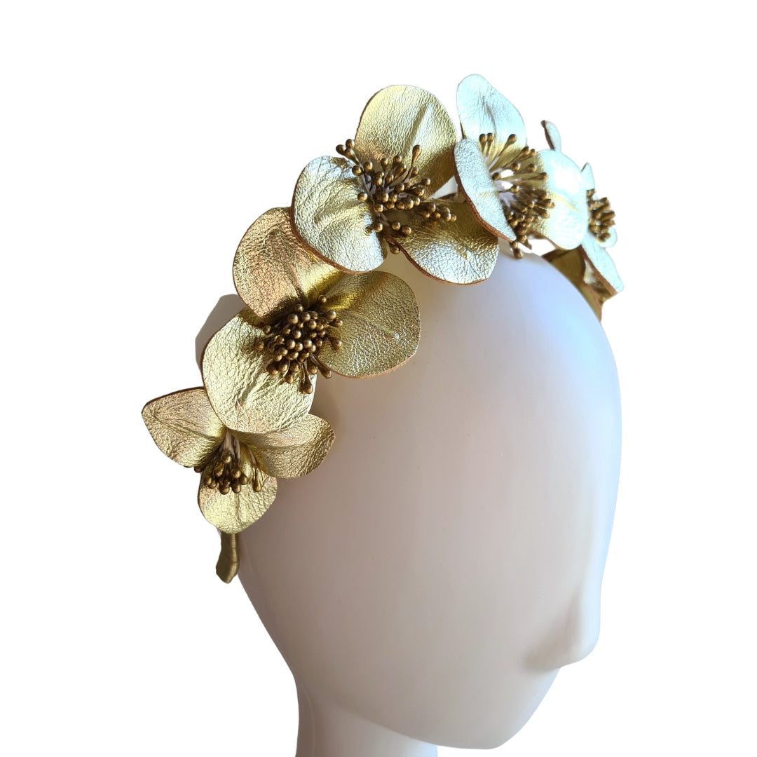 Jules Gold Leather Headpiece