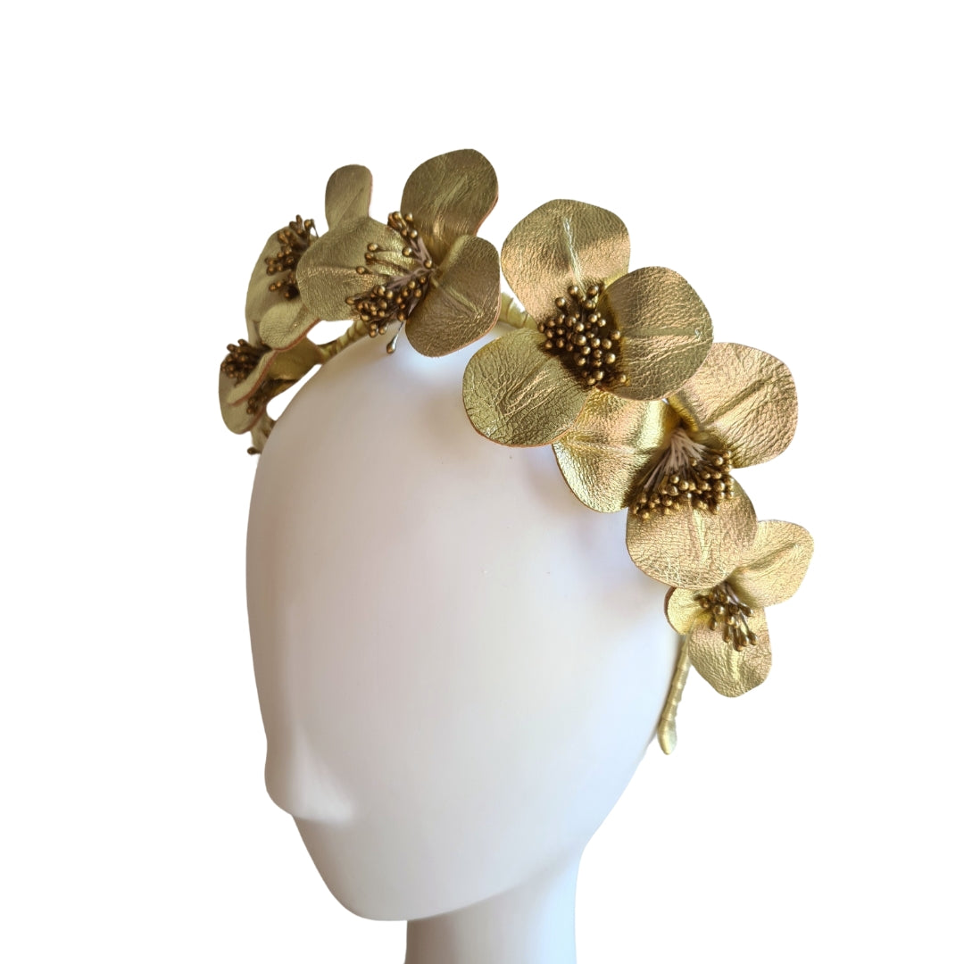 Jules Gold Leather Headpiece