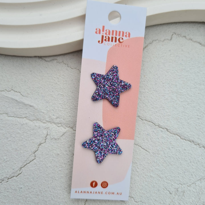 Star Studs in Multi Glitter