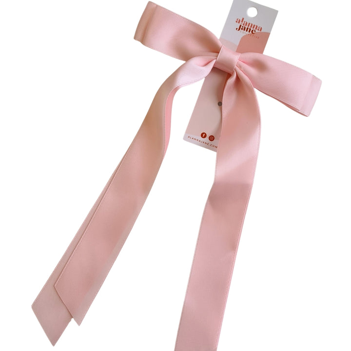 Pink Satin Bow Clip