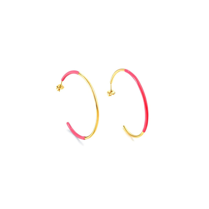 Pink and Gold Hoop Earrings