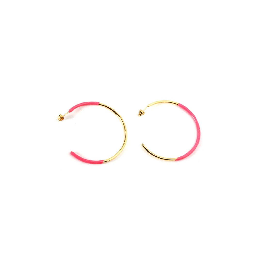 Pink and Gold Hoop Earrings