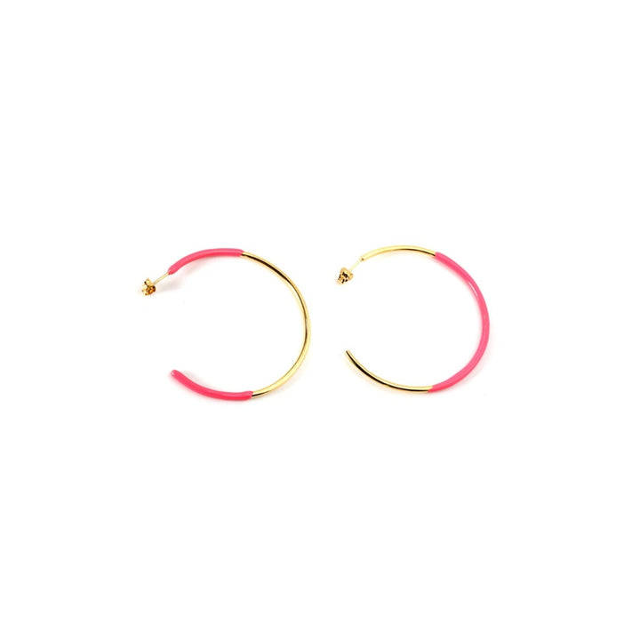 Pink and Gold Hoop Earrings