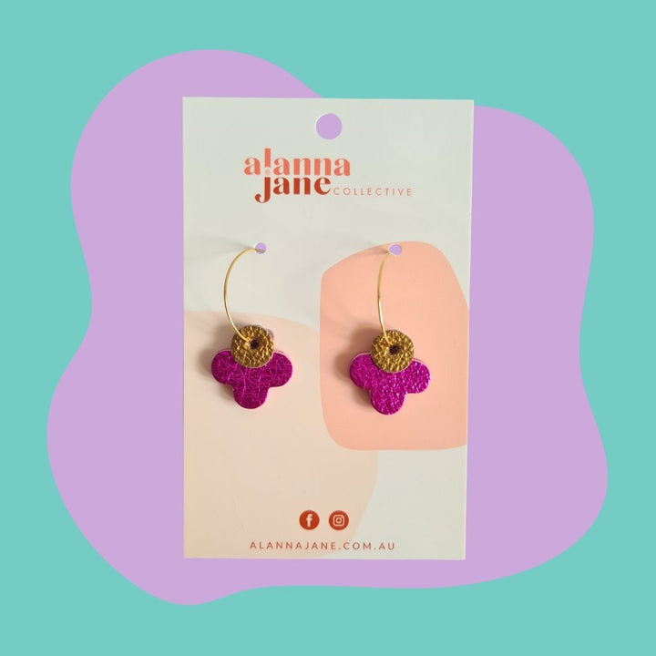 Ava Mini Hoop Earrings in Pink and Gold