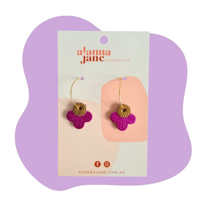 Ava Mini Hoop Earrings in Pink and Gold