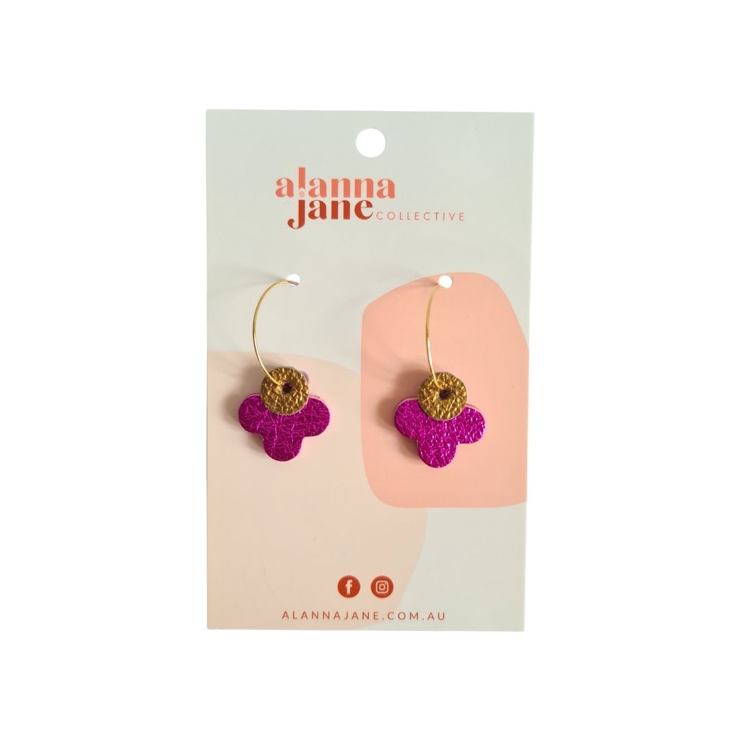 Ava Mini Hoop Earrings in Pink and Gold
