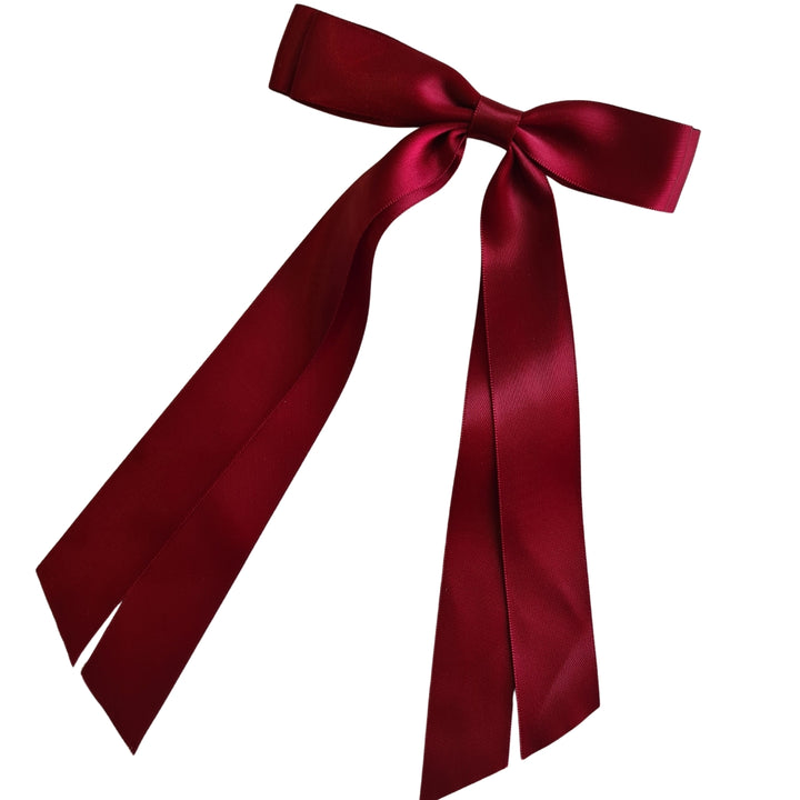 Deep Red Satin Bow Clip