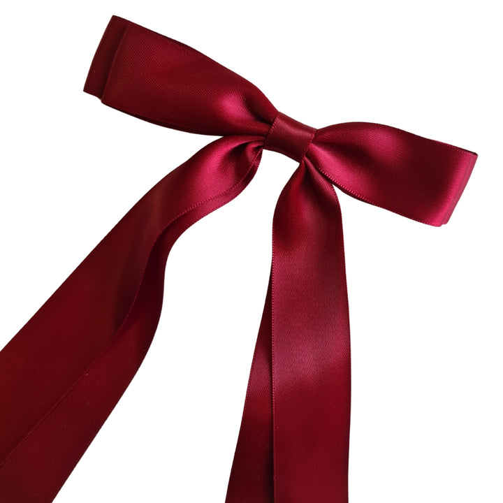 Deep Red Satin Bow Clip