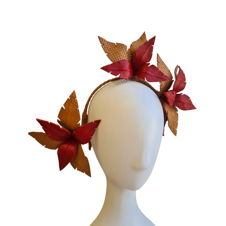 Red and Tan Leather Headpiece