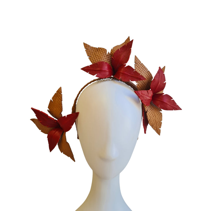 Red and Tan Leather Headpiece