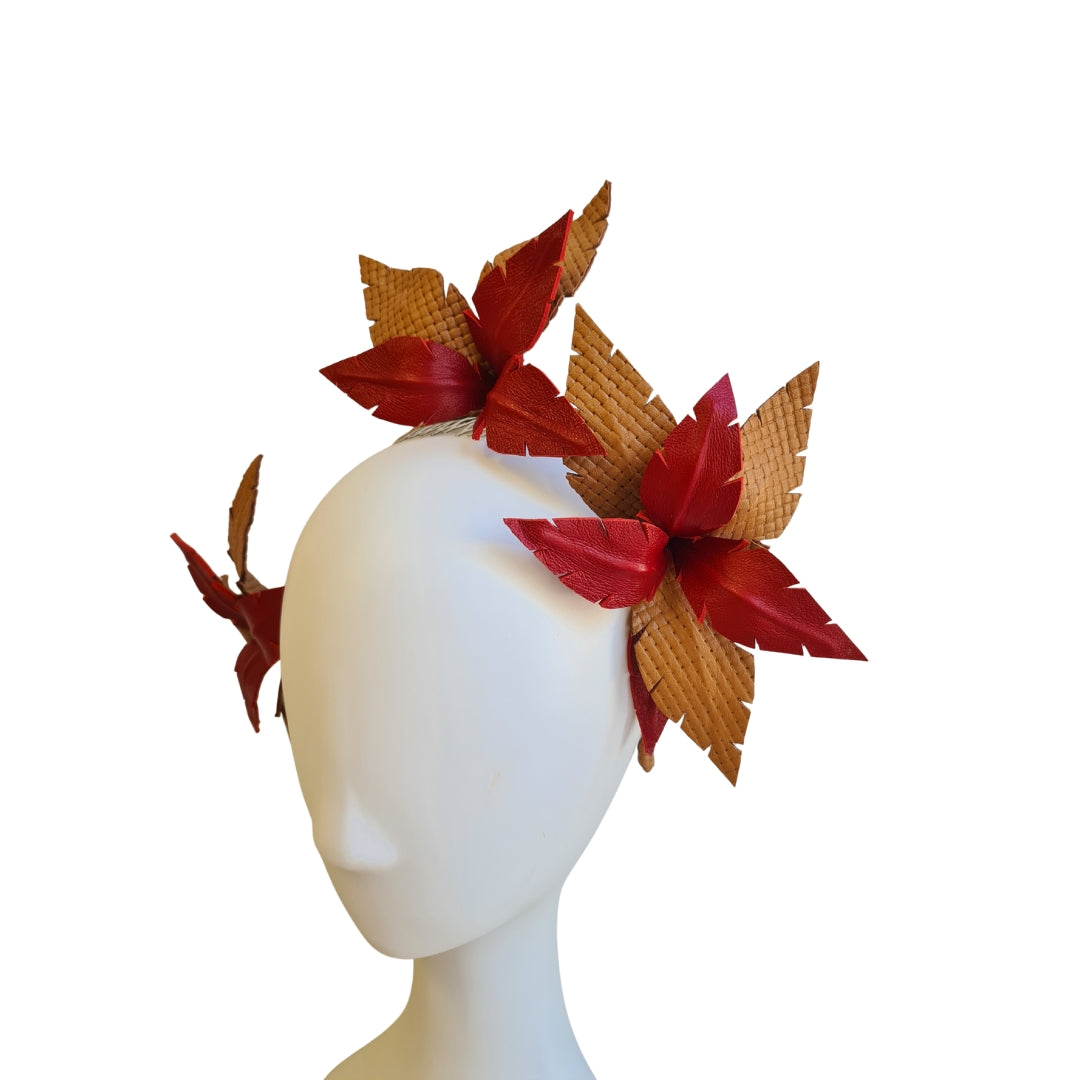 Red and Tan Leather Headpiece