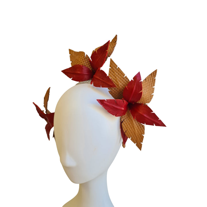 Red and Tan Leather Headpiece